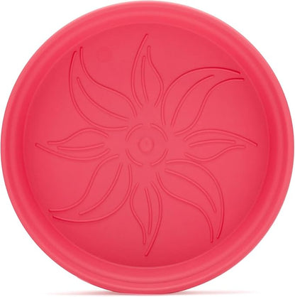Mintra Garden Pots, 4 Pack Bulk Plastic Plant Pots with Drainage Tray, Round Indoor & Outdoor Decorative Planters with Drain Holes for Flowers, Herbs & Plants, 19cm Diameter – Coral, 7.5 in