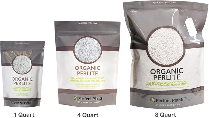 Organic Perlite by Perfect Plants — 1qt. Natural Soil Additive for Indoor & Outdoor Container Plants — Enhanced Drainage for Optimal Growth