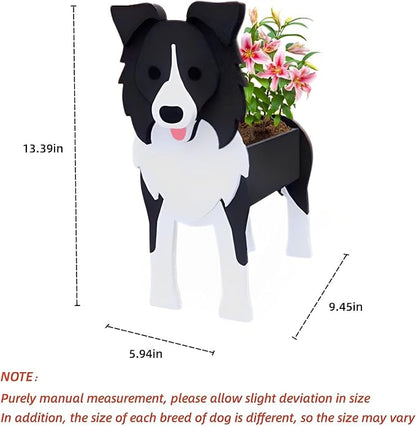 Border Collie Dog Planter, 9.45 x 5.94 x 13.39 Inches | Dog Flower Pot, Cute Animal-Shaped Plant Pot, Gifts for Women & Pet Lovers, Indoor and Outdoor Garden, Home and Office Decor