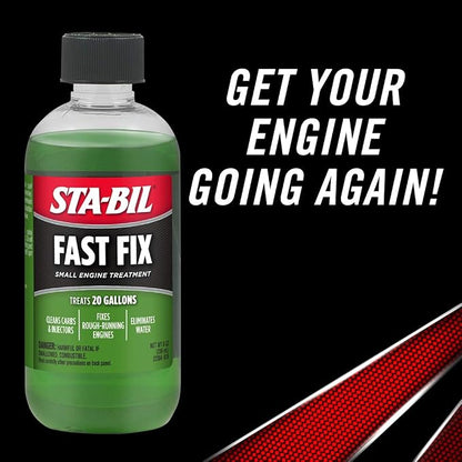 STA-BIL Fast Fix - Small Engine Treatment, Cleans Carburetors and Injectors, Fixes Rough Running Engines, Eliminates Water, Treats Up to 20 Gallons (22304), Green, 8oz (Pack of 2)
