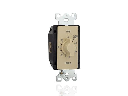 NSI A512H Tork Spring-Wound in-Wall Twist Timer with 12-Hour Length and Ivory Faceplate for Automatic Shutoff of Fans or Light