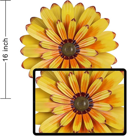 YEAHOME 16'' Metal Flower Wall Decor - Sunflower Wall Art Decorations Hanging for Bedroom, Living Room, Bathroom Boho Office