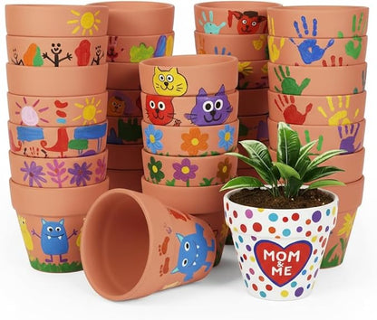 YESIACE 24 Pack 4 Inches Terracotta Plant Pots, Terra Cotta Planter with Drainage Holes, Perfect for Planting, Painting, Weddings and Parties (4inch/Original Color)