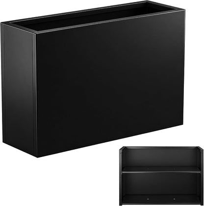 Metal Planter Box 36” x 12” x 24” for Porch, Garden, Patio, Yard | Heavy Duty Rectangle Planter Box with with Drainage Holes & Rust-Proof Coating, Modern Outdoor/Indoor Black Planter Box
