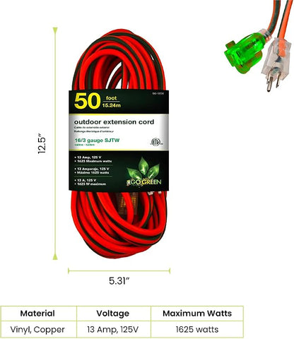 WORX WG896 12 Amp 7.5" Electric Lawn Edger & Trencher & Go Green Power Inc. GG13750 GoGreen Power GG-13750-16/3 SJTW Outdoor Extension Cord-Lighted End, 50'