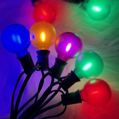 G40 LED Outdoor Christmas String Lights, 25FT Hanging Globe String Light | 25+2 Shatterproof Frosted Multicolor Lights, Connectable, Waterproof Patio Lights for Balcony Pergola Decor, Green Wire