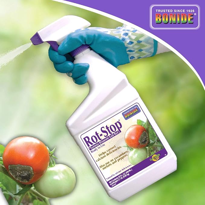 Bonide Rot-Stop Tomato Blossom End Rot, 32 oz Ready-to-Use Spray | Garden Fertilizer For Calcium Deficiency in Plants