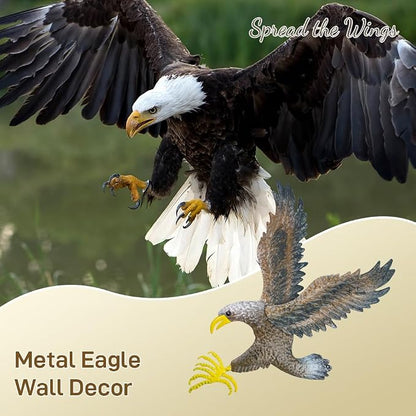 VEWOSTAR Eagle Metal Wall Art for Living Room 23.6”H X 22.4” L Handmade Large Eagle Wall Sculptures Modern Wall Art Hanging Decor for Indoor Outdoor