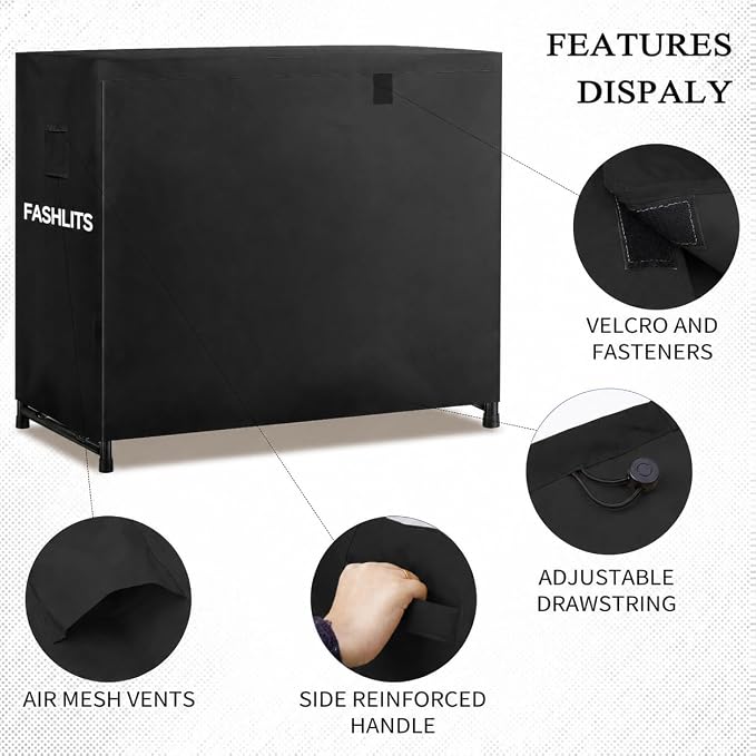 4ft Waterproof Firewood Rack Cover, Heavy Duty 600D Oxford Outdoor Storage Wood Rack Cover For Outdoor, Indoor, Patio(Cover Only, Rack Not Included)