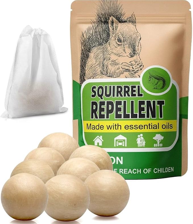 AUDQQM Squirrel Repellent Outdoor, Chipmunk Repellent for Garden, Squirrels Deterrent, Keep Squirrels Away from Yard, Attic & Bird Feeders, Lasting for 3 Month, Easy to Use, 8 Count
