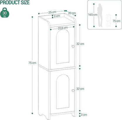 Hzuaneri Bathroom Storage Cabinet, Small Corner Floor Cabinet with 2 Doors and Adjustable Shelf, Narrow Toilet Paper Cabinets, Bathroom Organizer for Small Spaces, 7.9" D x 9.8" W x 29.5" H Black