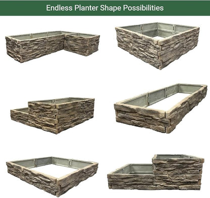 Raised Garden Bed Outdoor Tan/Brown Ledgestones Composite Polyurethane Natural Look Stone Garden Planter Box (6 Panel Pack)