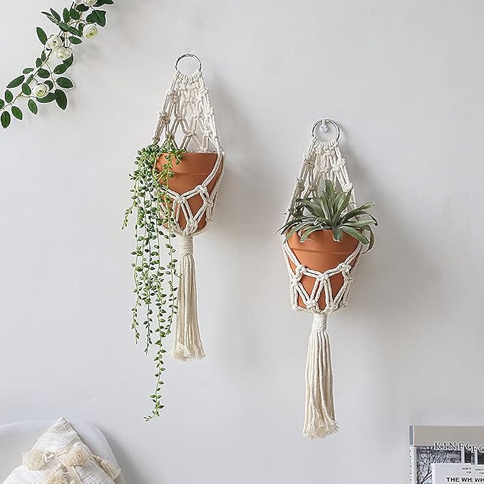 Artilady Macrame Plant Hanger, Boho Hanging Planter for Indoor Plants | Large Plant Holder with Hook, Hanging Baskets for Plants Outdoor, Farmhouse Rustic, Bedroom Window Balcony Home Decor, 2 Pack