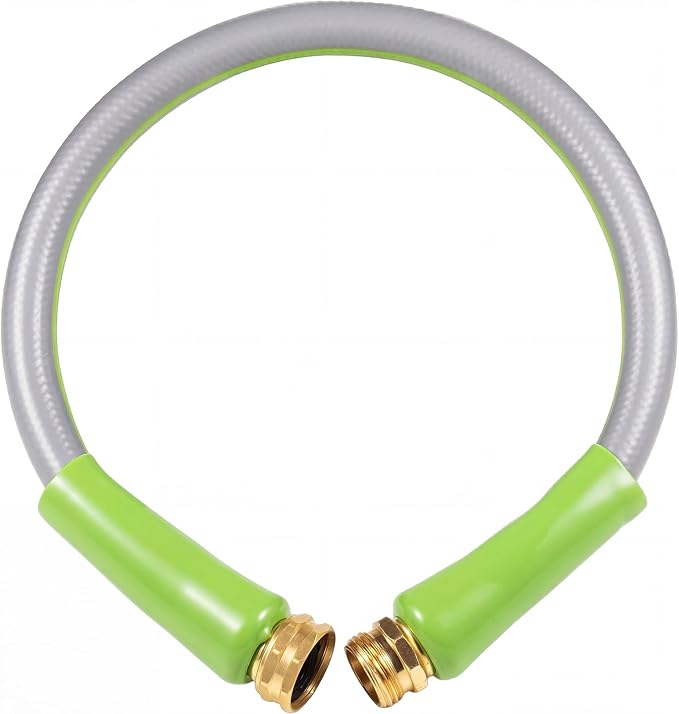 SheeChung Short Garden Hose 2ft x 5/8",Leader Hose for Hose Reel Faucet,Short RV Water Hose Heavy Duty,Lightweight Rubber Small Hose,Hose Extension,3/4"Brass Fittings,Male to Female Hose