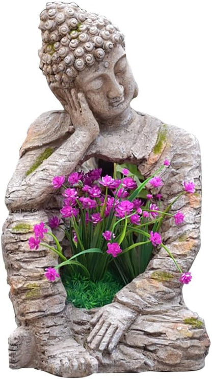 homary Outdoor Sleeping Buddha Statue Planter | Zen Garden Sculpture, Flower Pot, Magnesium Oxide, Indoor Outdoor Decoration, For Patio, Lawn, Temple, Office