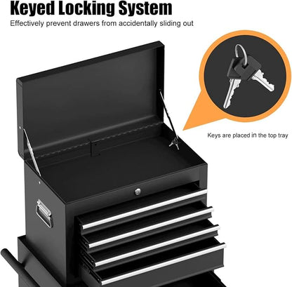 Goplus Rolling Tool Chest, 6-Drawer Tool Box Organizer w/Auto Locking System & Lockable Wheels & Sliding Drawers & Detachable Top, Tool Storage Cabinet for Garage Workshop (Black) …