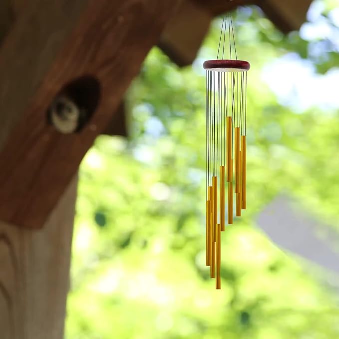 Wind Chimes for Outside with 12 Aluminum Tubes Wind Bells, 23 Inches Melody Windchimes Outdoors for Farmhouse Garden Patio Home Decor (Silver)
