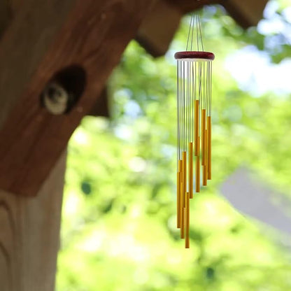 Wind Chimes for Outside with 12 Aluminum Tubes Wind Bells, 23 Inches Melody Windchimes Outdoors for Farmhouse Garden Patio Home Decor (Gold)