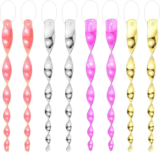 M METERXITY 8-Pack Bird Reflective Rods 11.5 Inch Spiral Bird Scare Rods Hanging Birds Deterrent Device for Yard/Patio/Garden/Farm/Decoration [Pink, Silver, Plum Red, Gold]