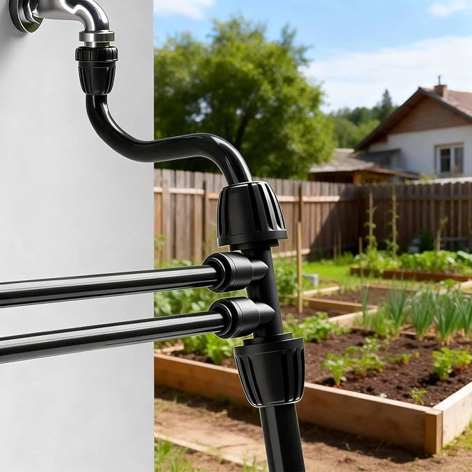 RedChili 8 Pcs Quick Connect 1/2" to 1/4" Drip Irrigation Fittings, Dripline 1/2 Inch (1/2" ID x0.6-0.65" OD) To 1/4 Inch Reducing Tee Adapter Drip Tubing 1/2" to 1/4" Irrigation 4 Way Connectors