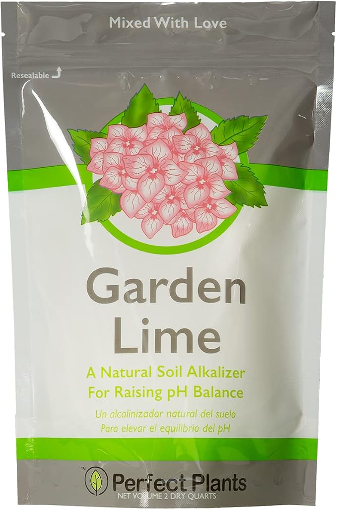 Perfect Plants Garden Lime Soil Amendment 2 qt. | 6lbs | Calcium Carbonate Rich for Horticultural Use | Garden, Lawn, & Potted Plants | Turns Acid Medium Basic (2 qt.)