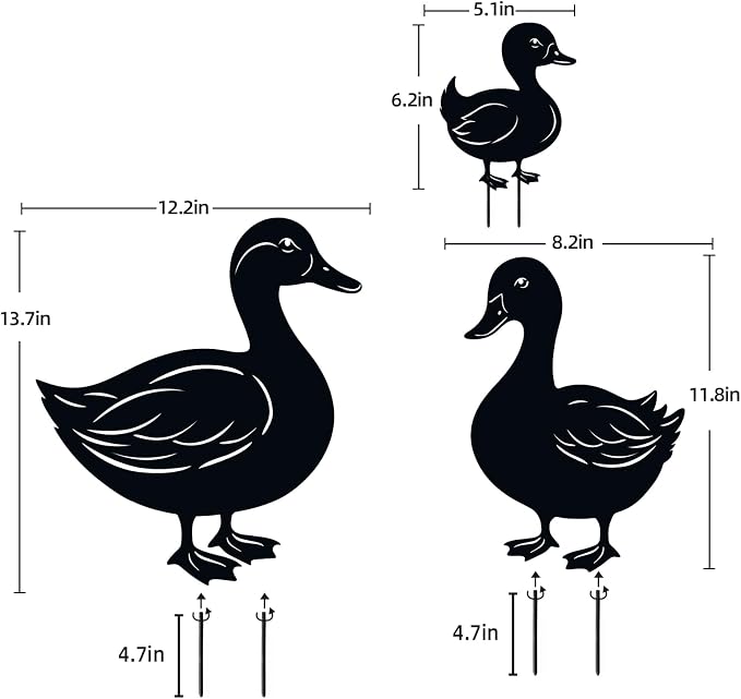 WACLSTDAY Duck Metal Decorative Garden Stakes Duck Gifts for Women/Men,Black Ducks Silhouette Statues for Garden Decor, Yard Art, Lawn, Pathway, Patio,Outdoor