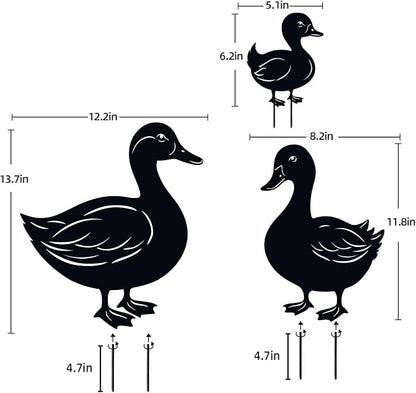 WACLSTDAY Duck Metal Decorative Garden Stakes Duck Gifts for Women/Men,Black Ducks Silhouette Statues for Garden Decor, Yard Art, Lawn, Pathway, Patio,Outdoor