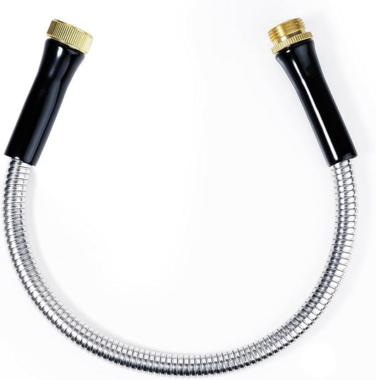 SheeChung Short Garden Hose 2ft x 5/8",Metal Garden Hose for Hose Reel Faucet,Heavy Duty 304 Stainless Steel Metal Leader Hose,Lightweight & Leakproof Water Hose for Outdoor,Yard,Lawn,Male to Female