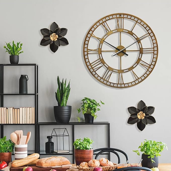 Metal Flower Wall Art Decor, 10“ Rustic Modern Floral Sculpture, Distressed Iron Wall Hanging Home Decoration Accent Artworks for Indoor Kitchen Bedroom Living Room Office Outdoor Garden Patio | Distressed Iron Wall Hanging Home Decoration Accent Artwo...
