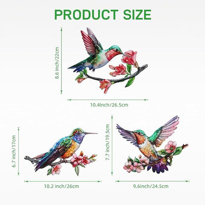 3 Pack Metal Hummingbird Wall Art Decor, 3D Colorful Birds Outdoor Wall Art Yard Patio Fence Decoration, Hand Painted Wall Sculpture Hanging Outdoor Decor for Garden Outside Livingroom