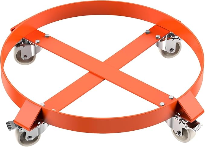 55-Gallon Drum Dolly, Heavy Duty 1000Lbs Load Capacity,Barrel Dolly Cart with Cross Braces & Swivel Casters Wheel,Steel Fram,Non Tipping Design,Barrel Cart with Brake for Warehouse Drum Handling