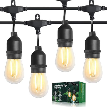 BRIMAX 12FT Outdoor String Lights with 5 LED Edison Bulbs 2W Shatterproof | Commercial Grade Waterproof Outside Light 2700K Warm White for Bistro Gazebos Porch Patio Garden