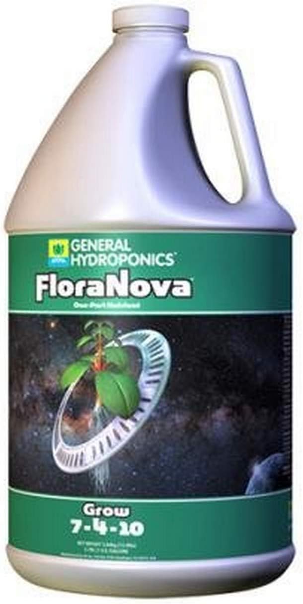 General Hydroponics HGC718805 FloraNova Grow 7-4-10, Robust Strength of Dry Fertilizer But in Rapid Liquid Form, Use for Hydroponics, Soilless Mixtures, Containers & Garden Grown Plants, 1-Gallon