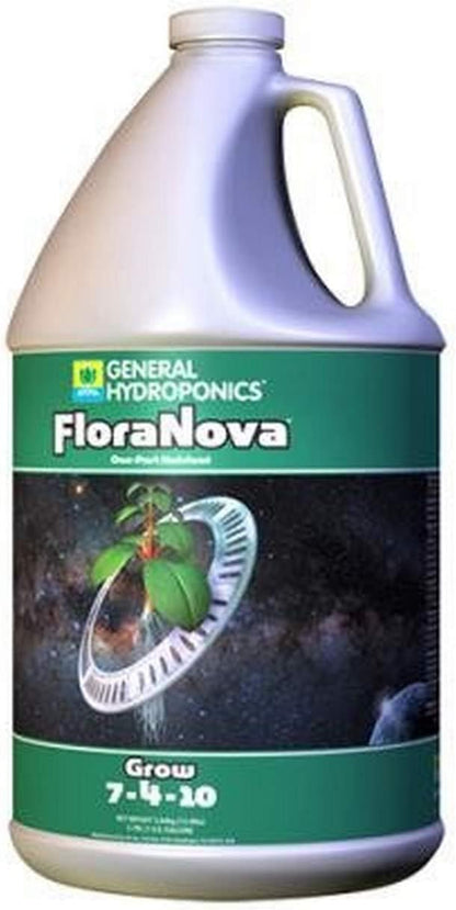 General Hydroponics HGC718805 FloraNova Grow 7-4-10, Robust Strength of Dry Fertilizer But in Rapid Liquid Form, Use for Hydroponics, Soilless Mixtures, Containers & Garden Grown Plants, 1-Gallon