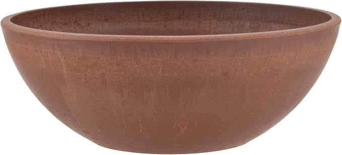 PSW Pot Collection M25TC 10-inch Plastic/Stone/Wood Composite Low Bowl Planter No Drainage Hole (Drillable), Shallow Indoor/Outer Pot for Succulents, Bonsai, Fairy Gardens, Herbs (Pack of 12)
