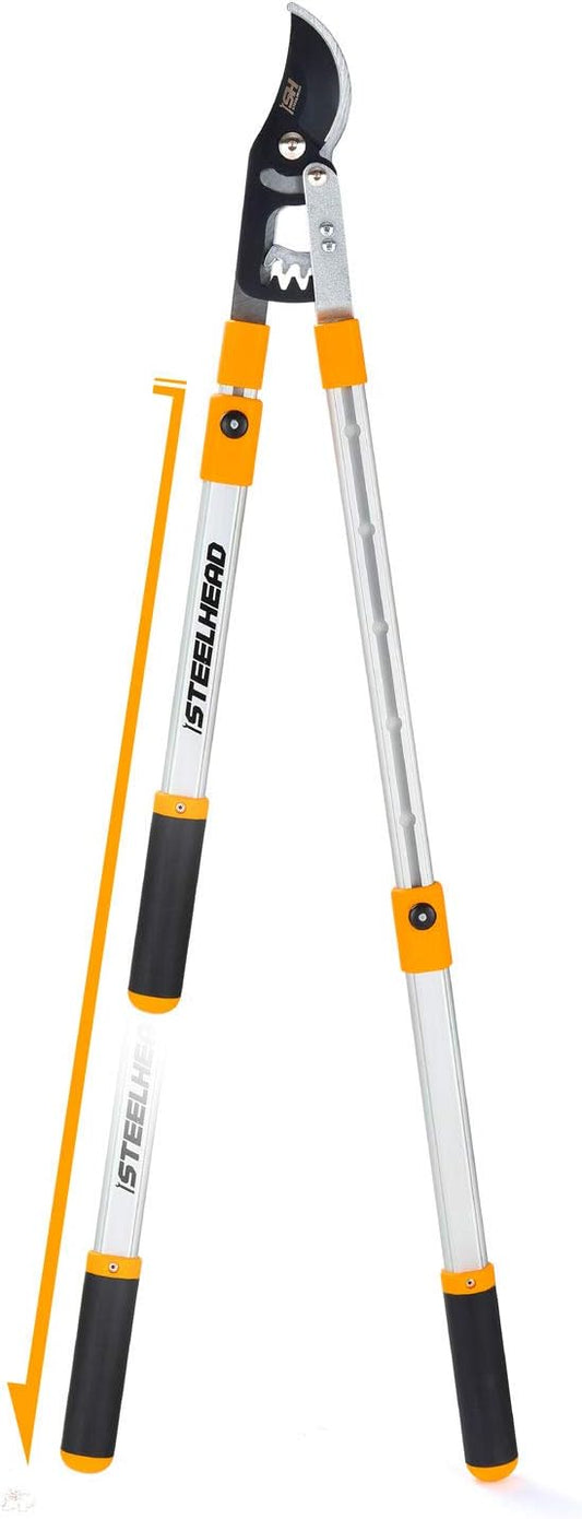 STEELHEAD Heavy-Duty 27-40" Adjustable Gear-Bypass Limb & Branch Lopper, Telescoping Extendable Handles, Ratcheting, Cuts Up to 1-3/4”, Secateurs, Shock-Absorbing, Effort-Saving, USA-Based Support | Telescoping Extendable Handles, Cuts to 1-3/4", Shock...