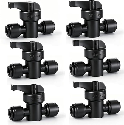 6 Pack 1/4" Inline Drip Irrigation Valves,Barbed Shut-Off Flow Control | Fits 1/4" Drip Tubing,Easy Push-to-Install,for Garden Raised Beds,Greenhouse,Lawn & Landscape Irrigation Systems