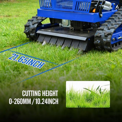 Remote Control Lawn Mower, Small Petrol 7.5HP Tracked All Terrain Weed Whacker for Garden, Lawn and Farm Complex Terrain Slopes