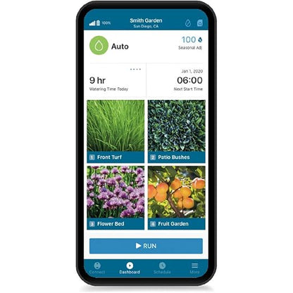 Hunter NODE-BT-100 Battery Sprinkler Timer, 1-Zone Controller with Solenoid | Bluetooth battery irrigation controller with DC-latching solenoid, app control, for drip or remote systems