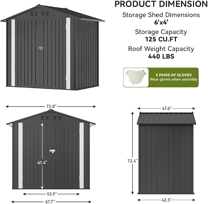 COMHOMA Outdoor Storage Shed Metal Garden Tool House Lockable | Sloping Roof and Air Vent Perfect for Backyard Patio Lawn and Poolside