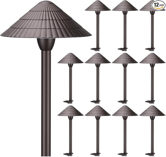 LEONLITE 12-Pack 5CCT LED Low Voltage Landscape Path Lights, 12-24V AC/DC | 3W 120LM, CRI90, ETL Listed, Cast Aluminum, IP65, 1800K/2700K/3000K/4000K/5000K, Wired Pathway Lights, for Yard Lawn