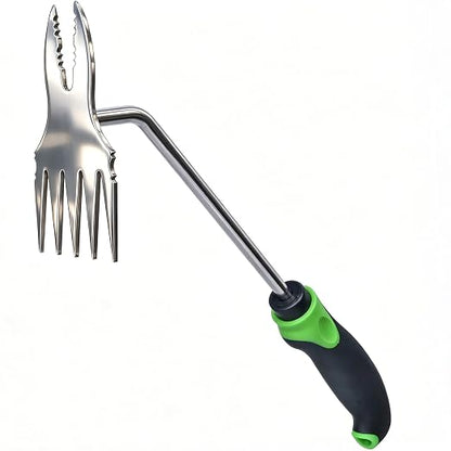 GREBSTK Deep Root Weed Puller, Stainless Steel Heavy Duty 5+2 Tooth | 5-Tooth Surface & 2-Tooth Root Claws, Rustproof Steel, Non-Slip Grip, for Dandelion, Thistle, Crabgrass in Lawns & Beds