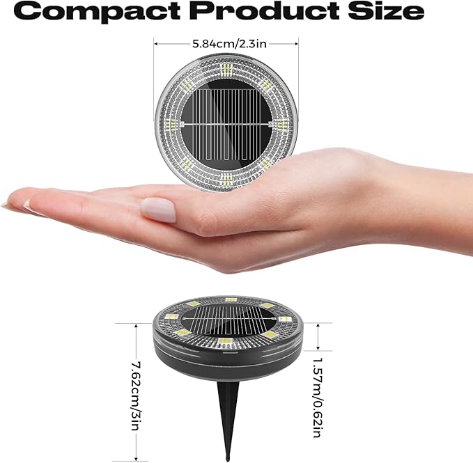 Peasur Mini Solar Ground Lights, 4 Pack Flat Solar Disc Lights Outdoor Waterproof, 2.3 Inch Small Solar Garden Lights Landscape Lighting for Outside Pathway Garden Yard Lawn Walkway,Warm White