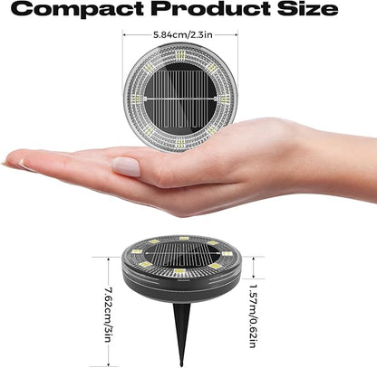 Peasur Mini Solar Ground Lights, 4 Pack Flat Solar Disc Lights Outdoor Waterproof, 2.3 Inch Small Solar Garden Lights Landscape Lighting for Outside Pathway Garden Yard Lawn Walkway,Warm White