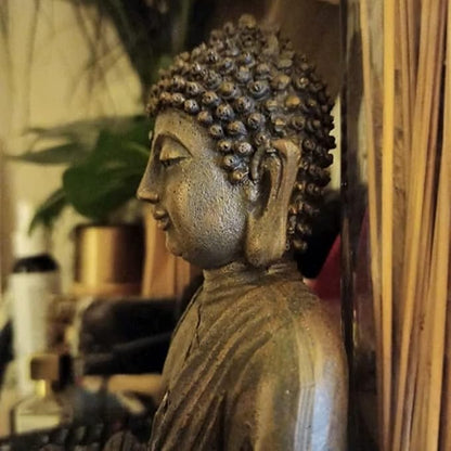 Goodeco Meditation Small Buddha Statue Figurine -Buddha with LED Tea Lights Candle Holder,Gift idea,Zen Home Decor Meditation Accessories 8"