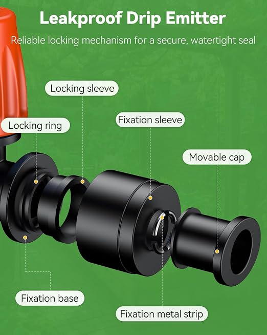 Pawfly 30 Pcs Push-to-Fit Drip Irrigation Spray Emitters for 1/4 Inch Tubing, Tee Misting Atomizing Nozzles Micro Sprayers with Adjustable 360 Degree Water Flow, Irrigation Drippers with End Plugs