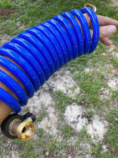 SANFU PU Recoil Garden Water Hose 3/8"ID(9.5 x 12.7mm) x 15ft Premium with 3/4"Inch Brass Fittings Retractable, Outdoor Patio Hose Marine&Boat, Blue(15')