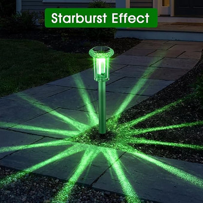 Eyrosa Solar Outdoor Lights, 10 Pack Solar Pathway Lights Outdoor Waterproof, Stainless Steel Stake Lighting for Garden Yard Path Walkway Driveway Patio Lawn Outside Décor,Green
