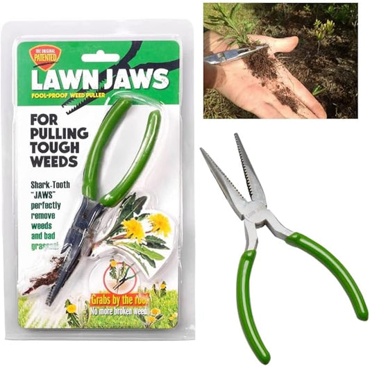 Lawn Jaws Original Shark Tooth Weed Puller Tool – Handheld Root Removal Weeder for Dandelion, Crabgrass & Broadleaf Weeds – Heavy Duty Garden Weeding Tool for Lawn Care, Landscaping & Summer Gardening