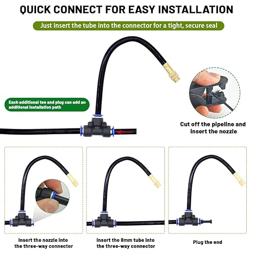 360° Adjustable Drip Irrigation System - 100 FT Automatic Garden Watering System with 32 Nozzles & Water Timer, Raised Bed Sprinkler System, Garden Mister for Yard, Lawn, Plants, 5/16" Tubing